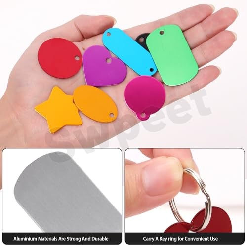 Swpeet 40Pcs 10 Colors 2″ x 1.14″ Rectangle Aluminum Blank Tags Rectangular