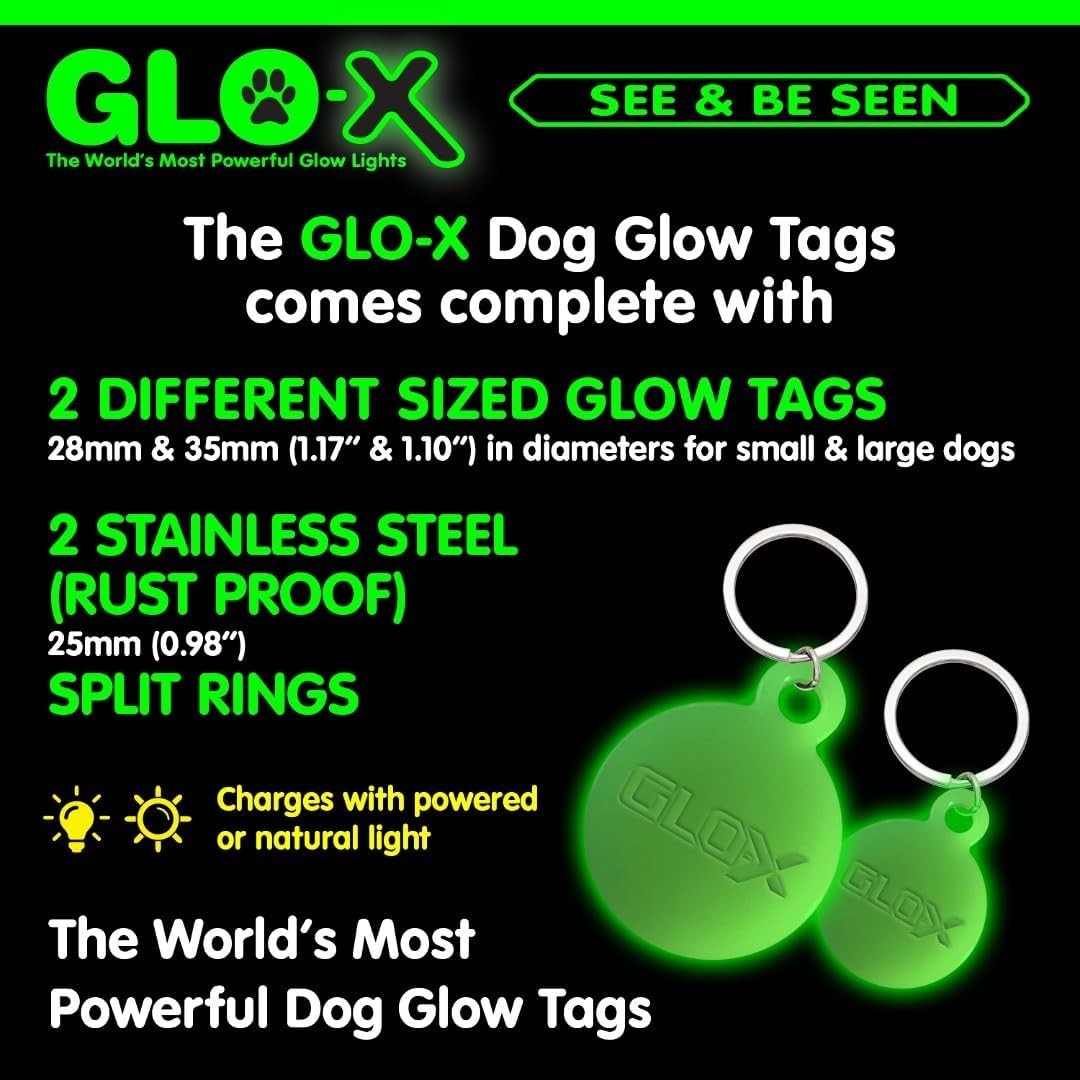 Glow in Dark Dog Collar Tags Pet Safety Night Visible 12H Glow Tags