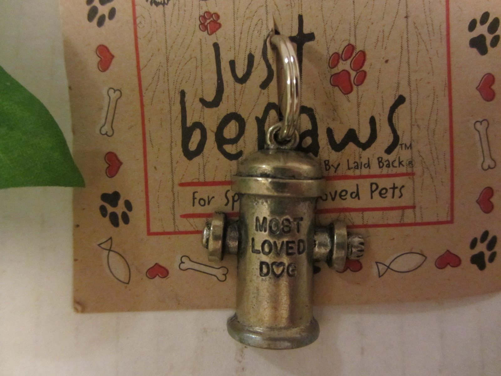 VINTAGE DOG COLLAR PEWTER TAG “MOST LOVED DOG” NEW CARDED JUST BEPAWS