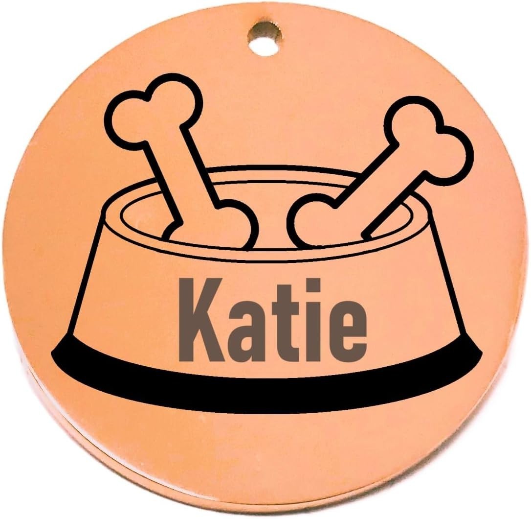 Personalized Bone in Food Bowl Dog ID Tags – Laser Engraved Pet Collar Name Tag