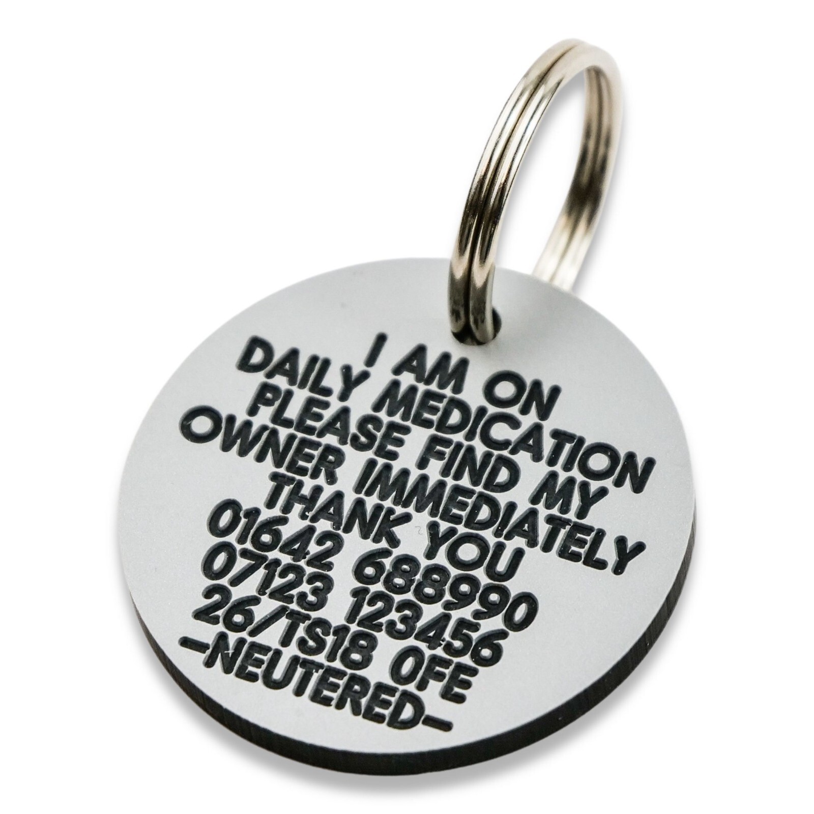 Pet Dog Cat ID Collar Tags – Deeply engraved FREE, 33mm Plastic Disc. 7 COLOURS