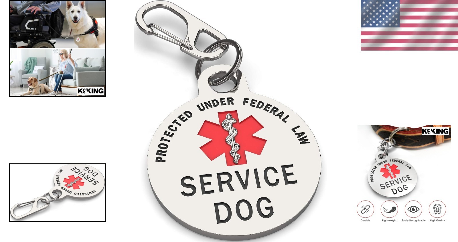 Durable 1.25 Inch Double-Sided Dog ID Tag – Red Medical Alert & Personalization