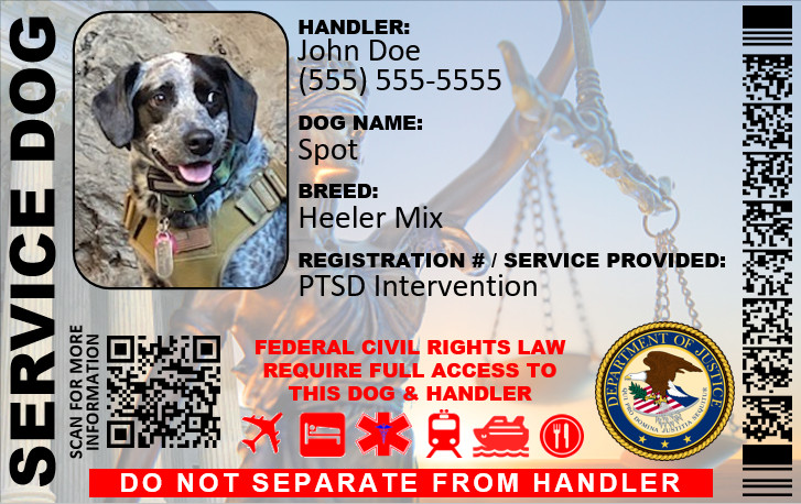 SERVICE DOG ID CARD – DUAL SIDED CUSTOMIZABLE PHYSICAL & DIGITAL CARD LJ