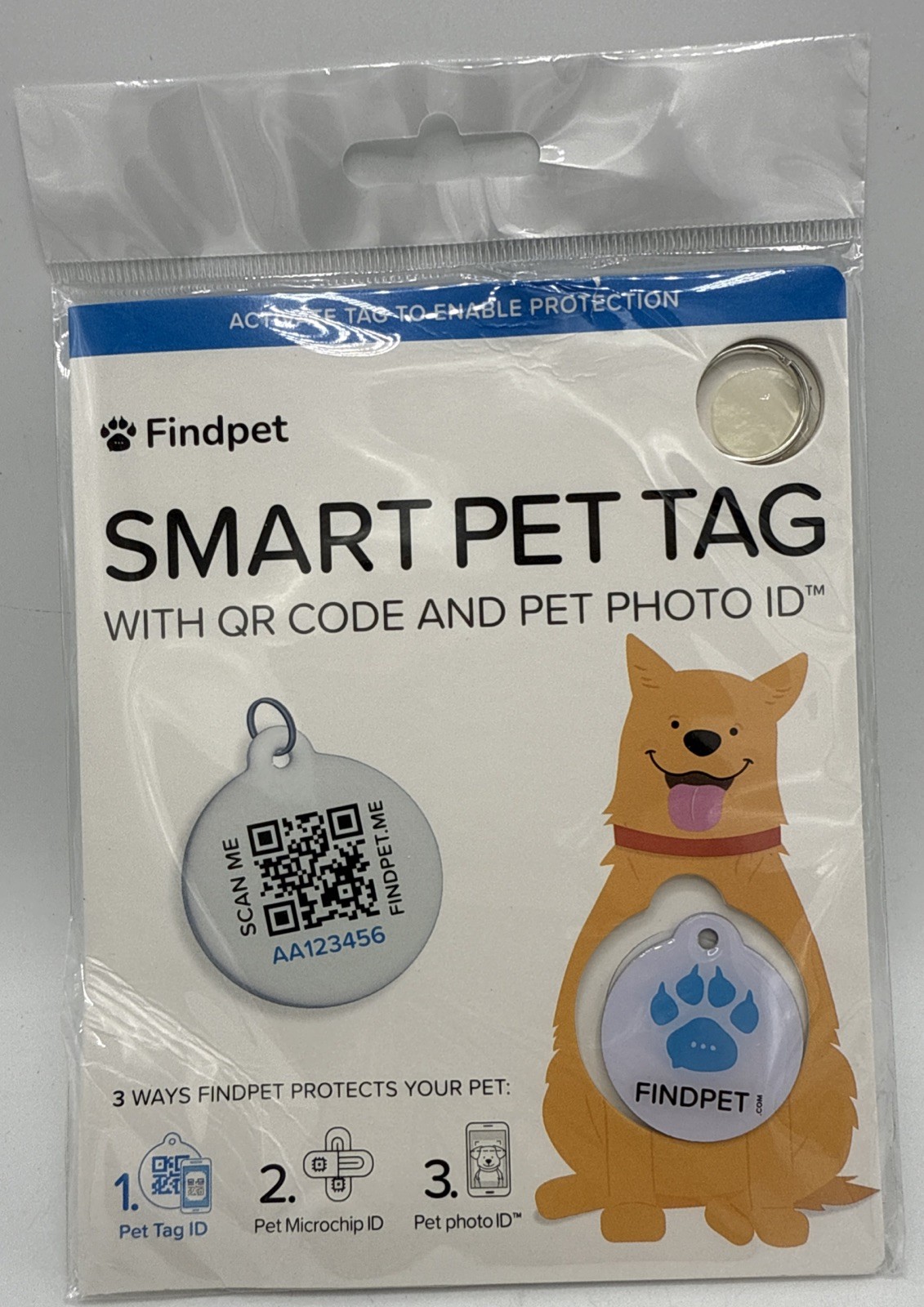 FindPet Smart Pet Wearable Blue Tag NEW Microchip ID Pet Tag ID QR Code