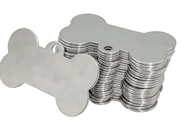 Stainless Steel Bone Shape Dog Tags Engraving Blanks with Key Rings 15 Pack