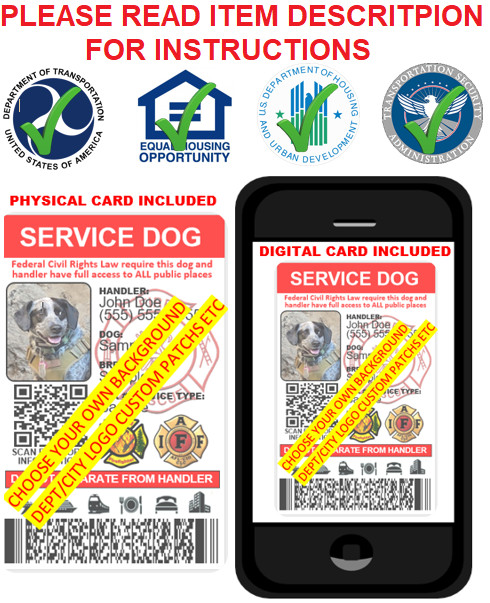 CUSTOMIZABLE CUSTOM SERVICE DOG ID CARD FIRE FIGHTERS – PHYSICAL & DIGITAL CARD