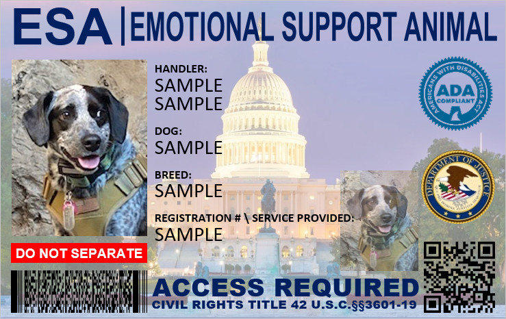 HOLOGRAPHIC ESA EMOTIONAL SUPPORT ANIMAL ID 1 SIDE ONLY PHYSICAL & DIGITAL