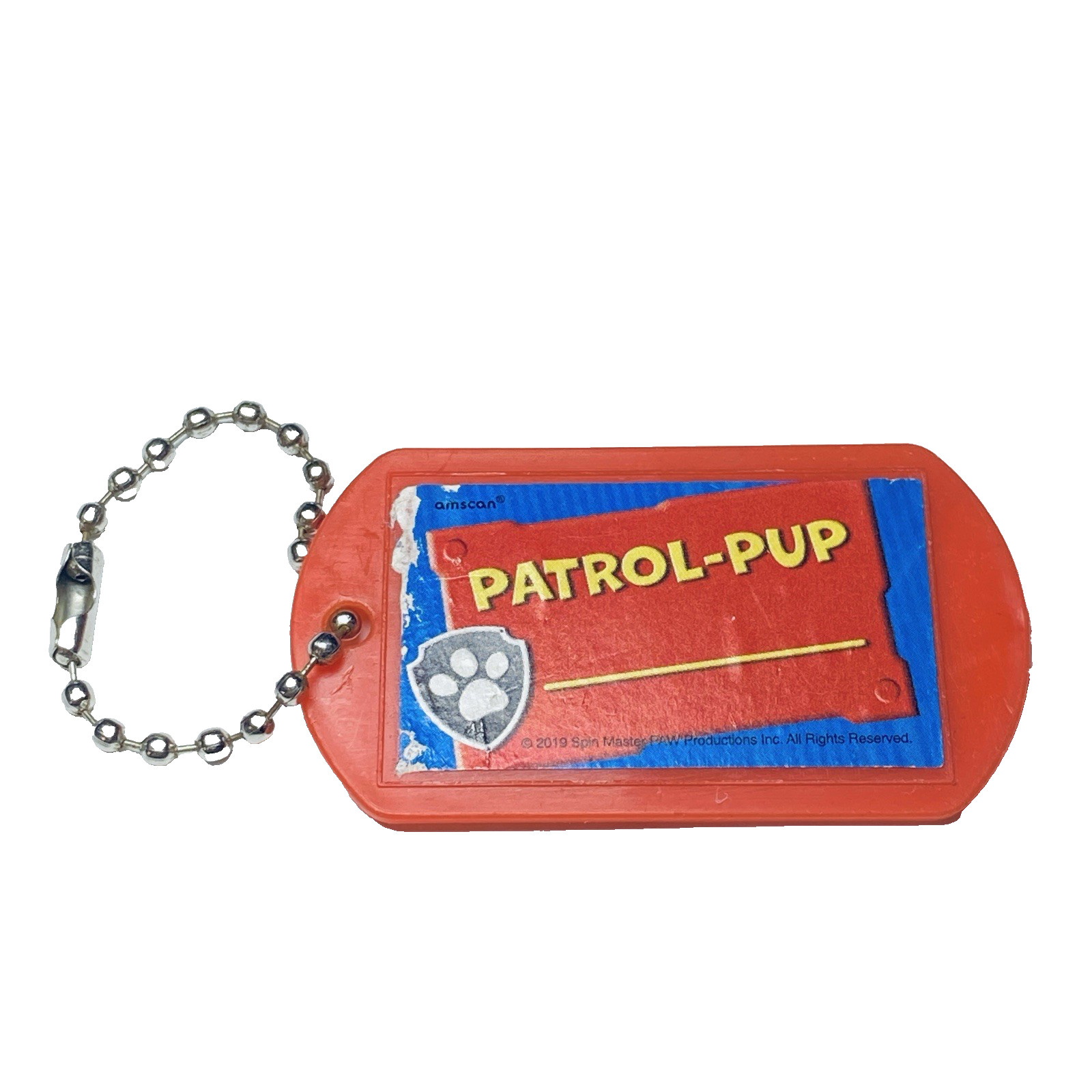 Paw Patrol Keychain Dog Tag Pet Red Marshall Ball Chain Plastic Fob Charm n