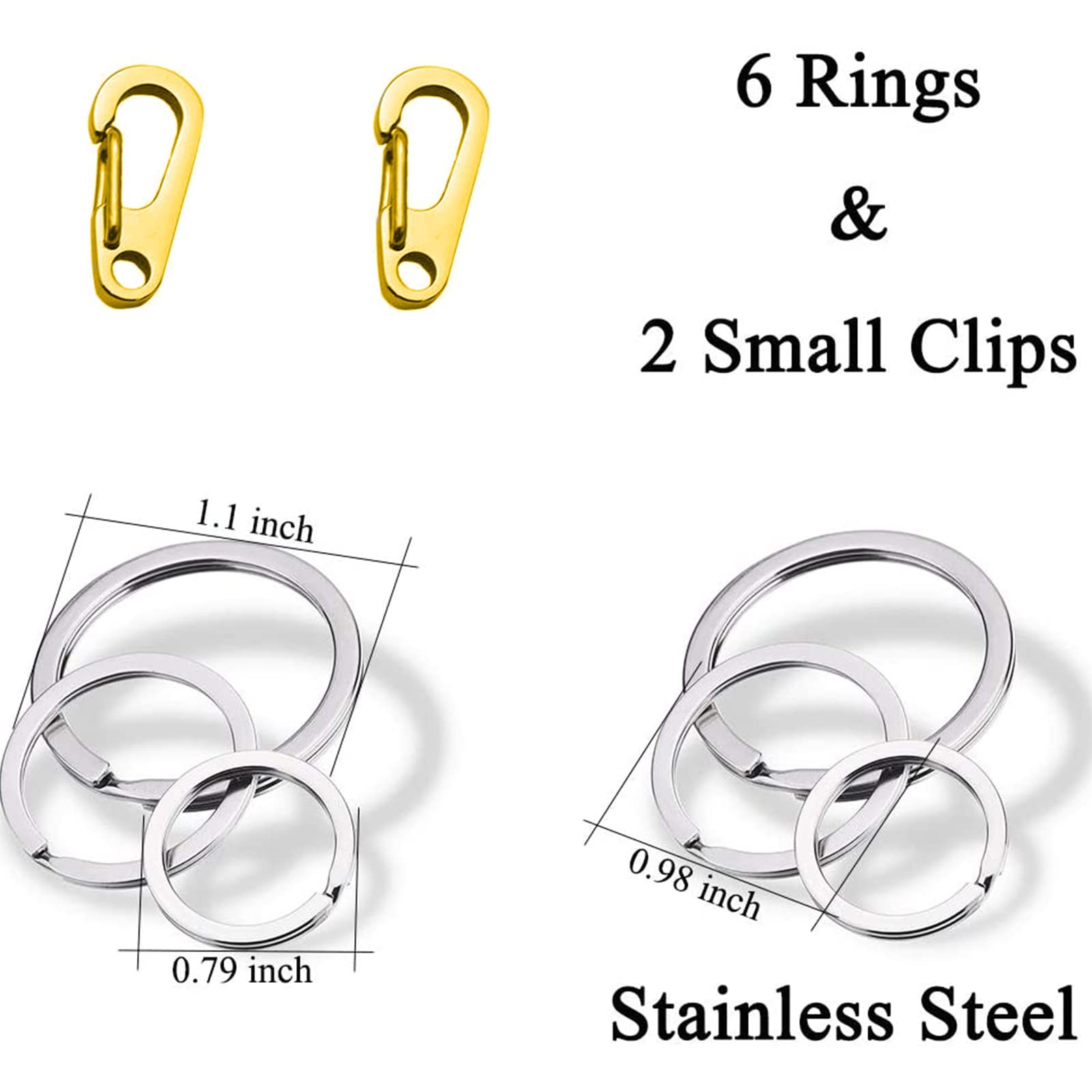 2 Pack Small Gold Dog Tag Clips, IVIA, 304 Stainless Steel, Quick Clip, Rings
