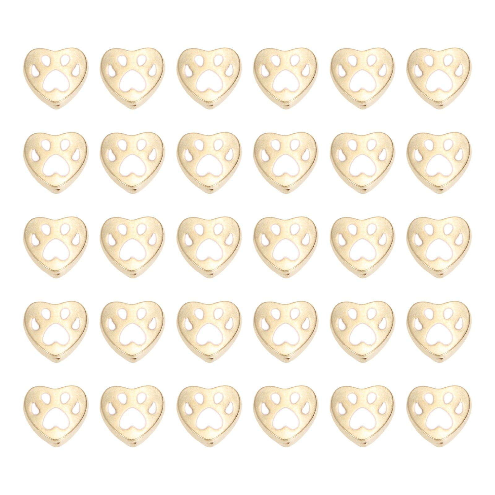 Heart Leg Beads, for Dogs/Cats, Enamel, 50Pcs (White)