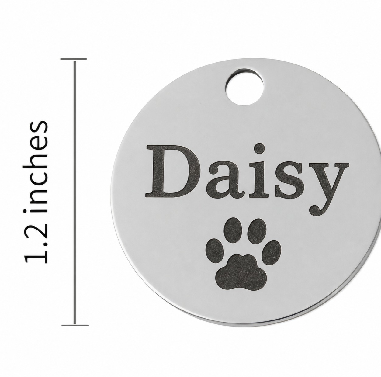 Double Sided Laser Etched Stainless Steel Pet ID Tag for Dog & Cat Tag 1″ Round