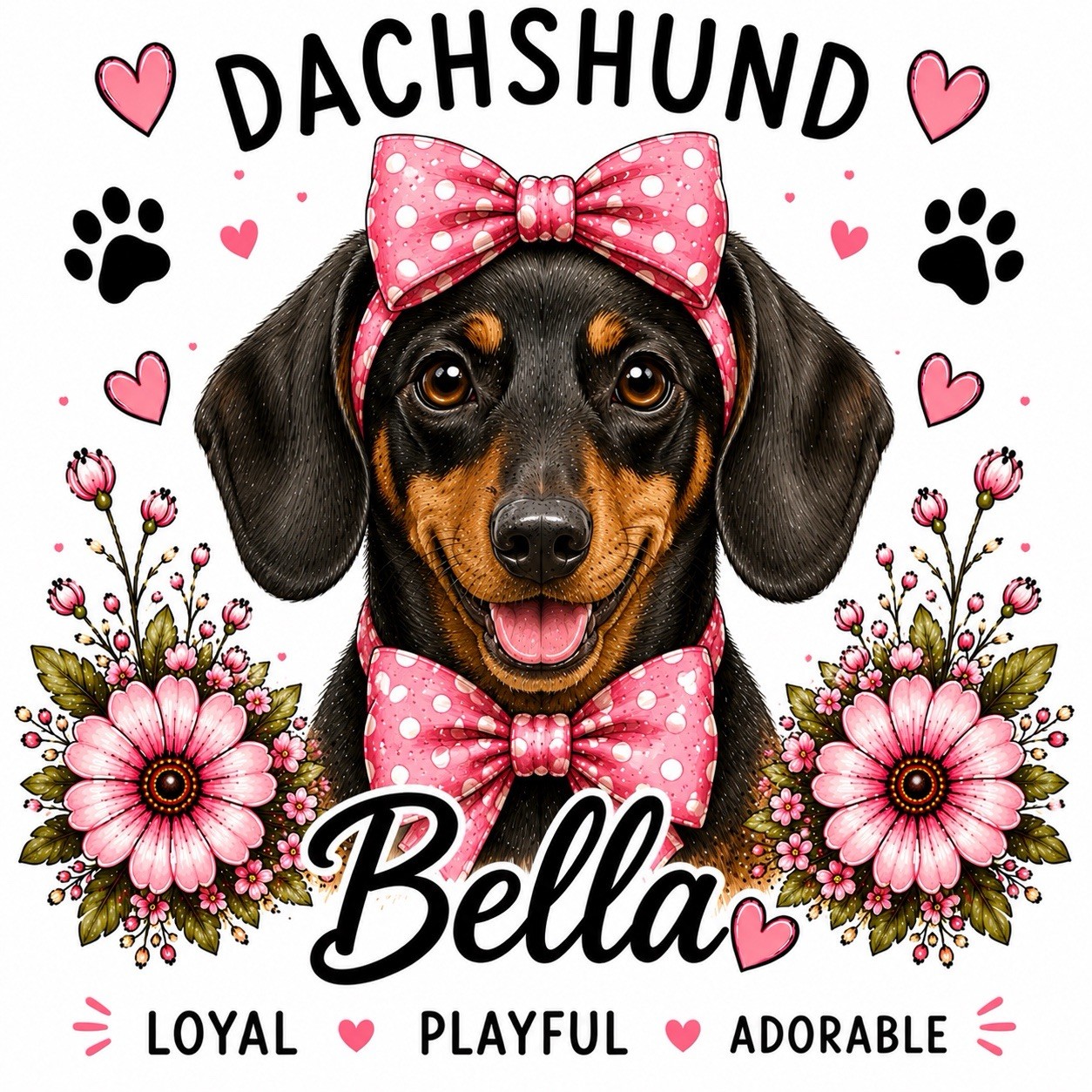 Personalized DACHSHUND PNG | Custom Dog Name Design