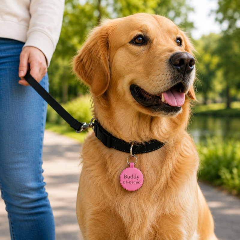 Personalized Round Silicone Pet Tag Engraved Dog Tag Cat Tag Silent Name Tag