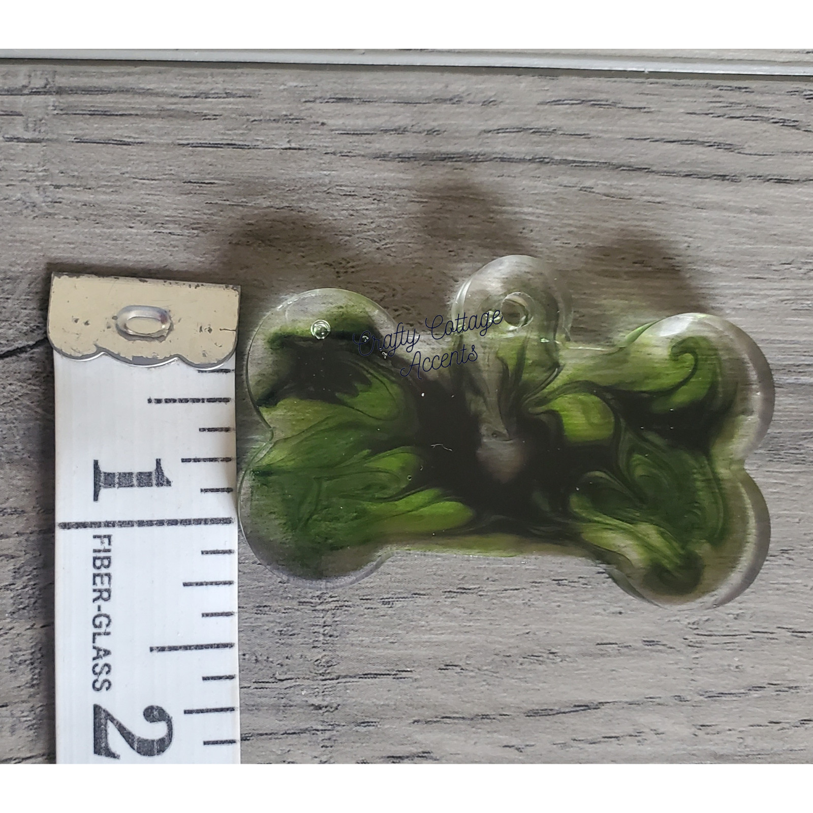 Resin Bone Charm – Green & Yellow Handmade Pet Accessory for Collars or Decor