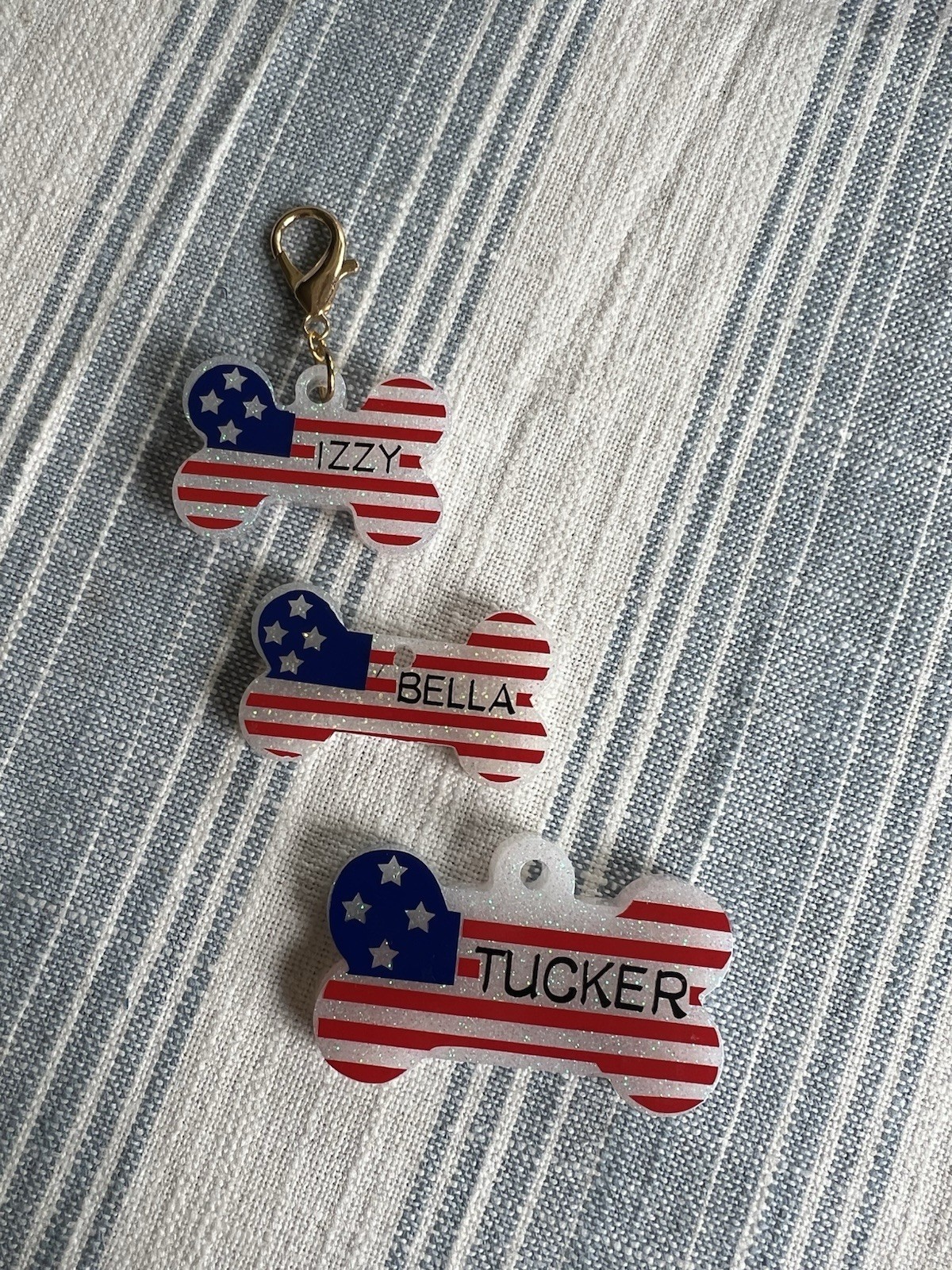 Red, white & Blue Personalized Dog Name Tag