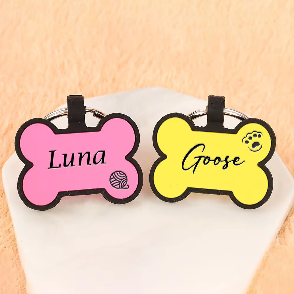 Personalized Bone Silicone Dog Tag Engraved Custom Pet Tags Pet ID Card for Dog