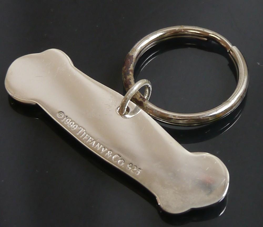 Tiffany & Co. Keychain Bone Dog Design Sterling Silver 925 Vintage