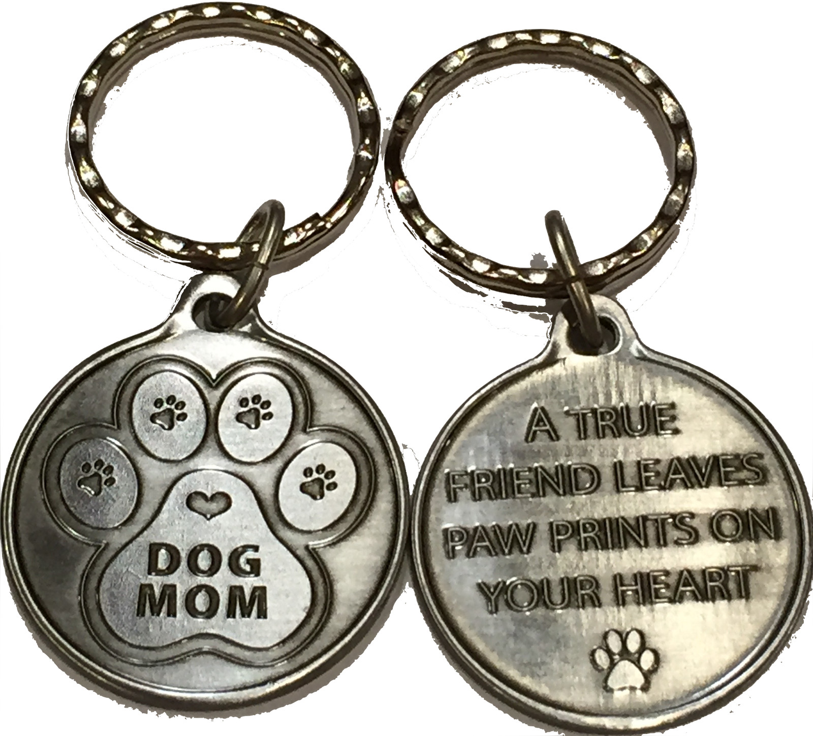 Dog Mom – A True Friend Dog Pet Keychain Pewter Color RecoveryChip Design