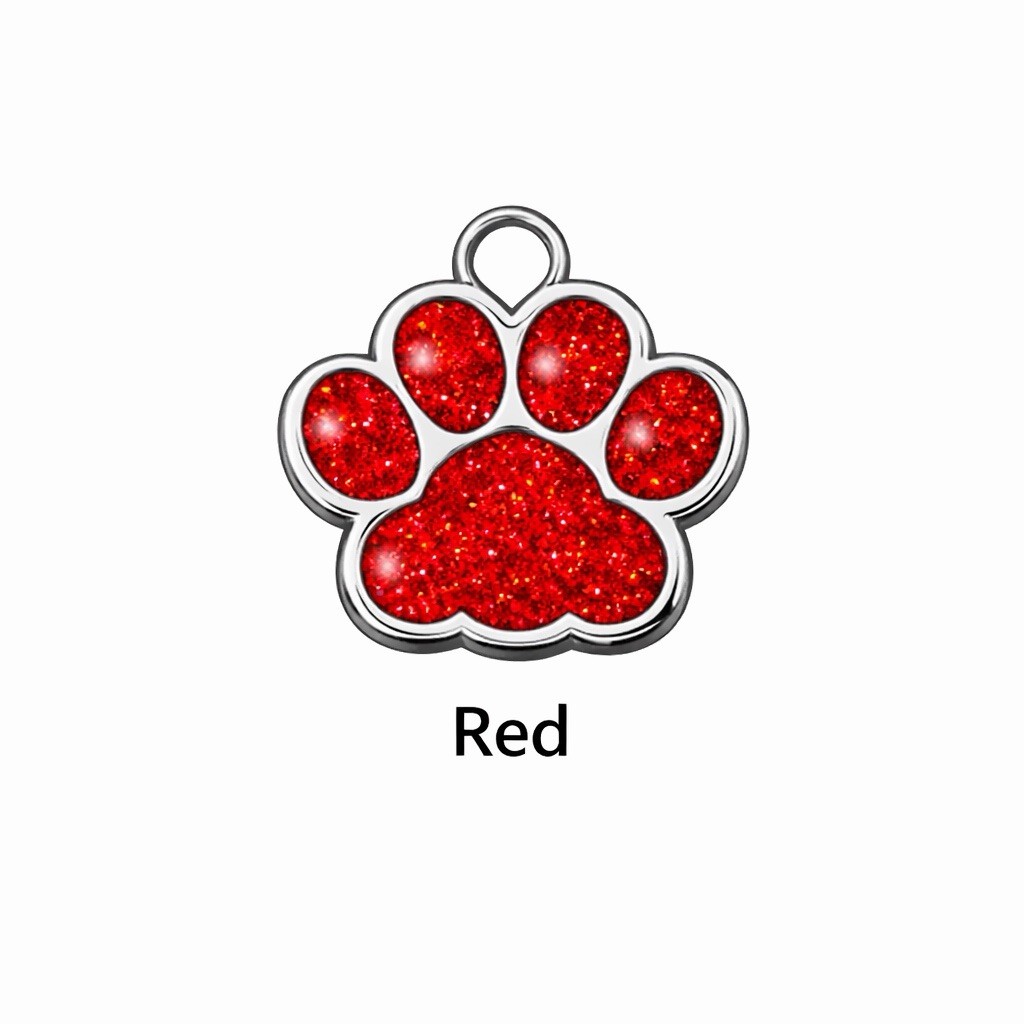 Deep Engraving Glitter Paw Pet ID Tag, Custom Engraved Dog Tags Personalized