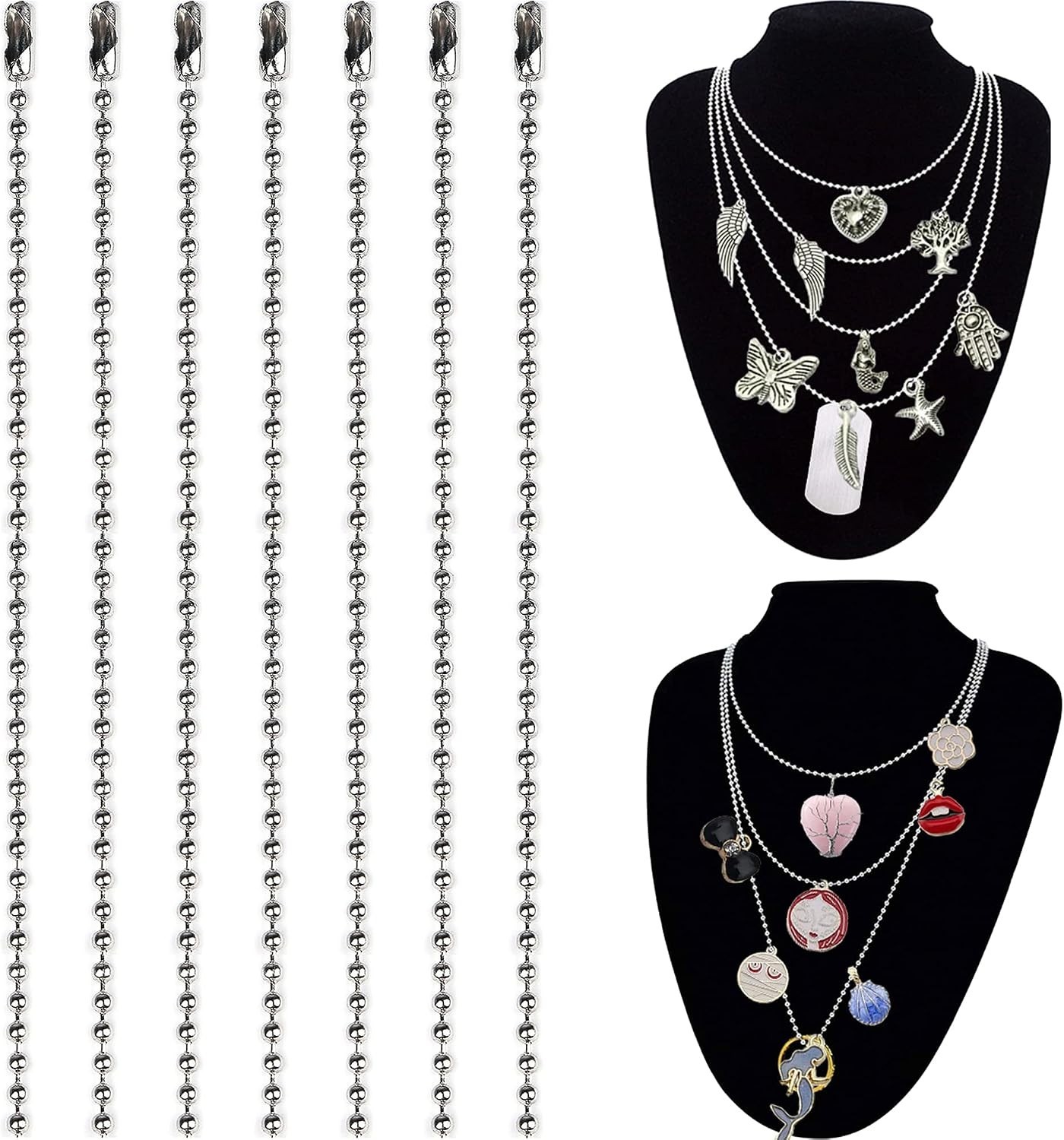 Durable 50-Piece Nickel Plated Dog Tag Necklace Chains – Ideal for DIY Crafts