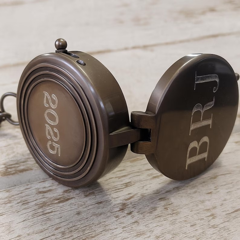 Personalized Engraved Compass Gift: Custom Working Vintage Antique Brass Pocket