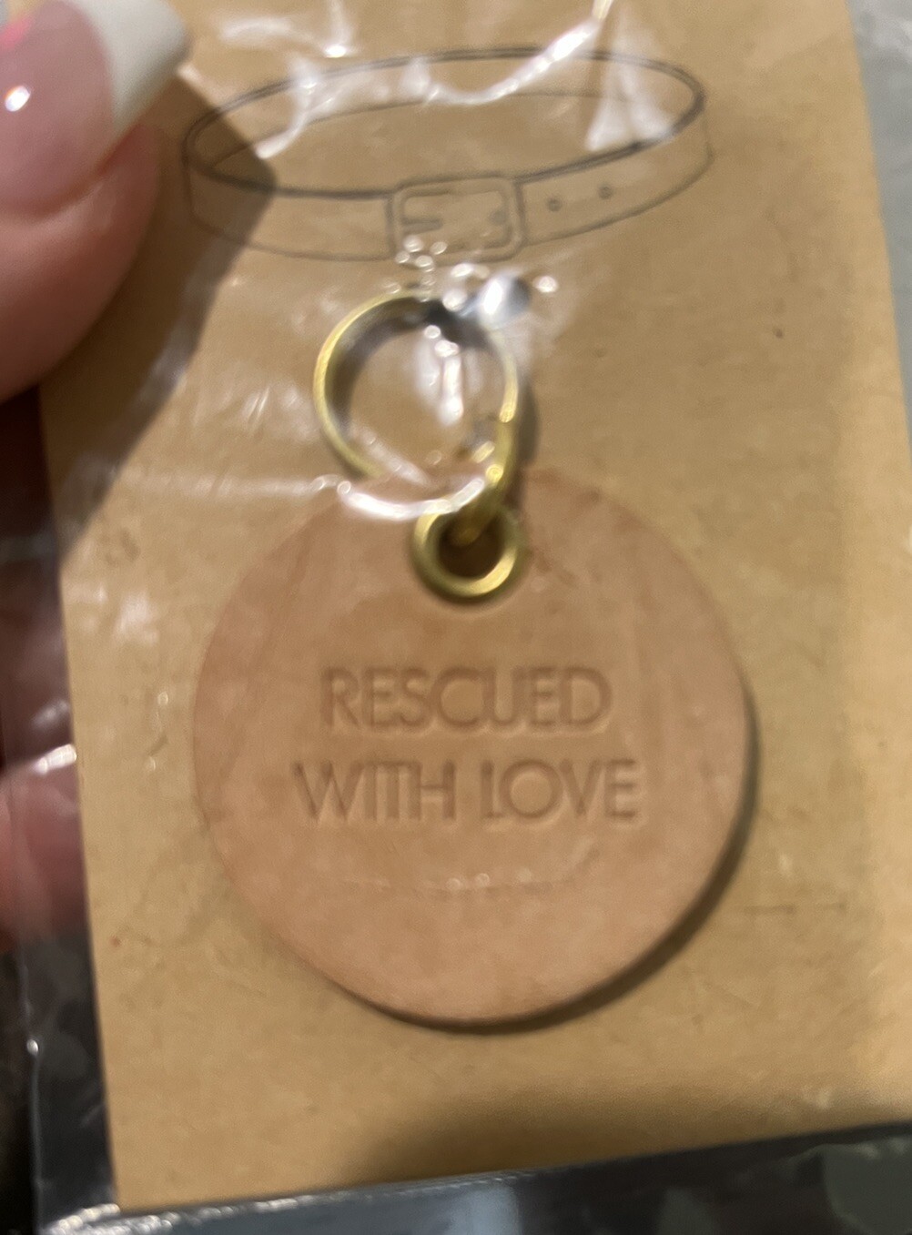 Rescued With Love Leather Pet Tag