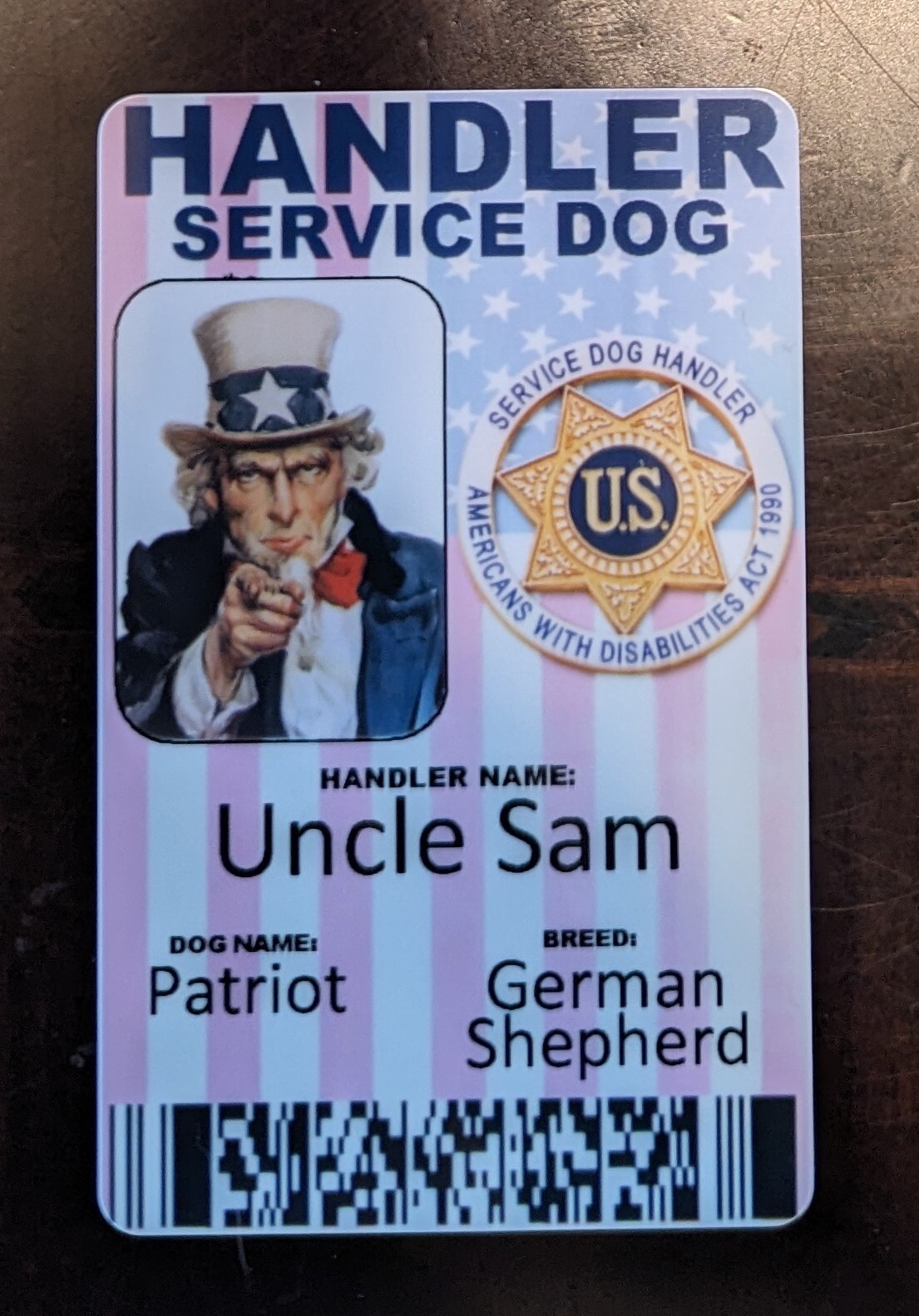 CUSTOMIZABLE, SERVICE DOG HANDLER ID CARD, PHYSICAL & DIGITAL
