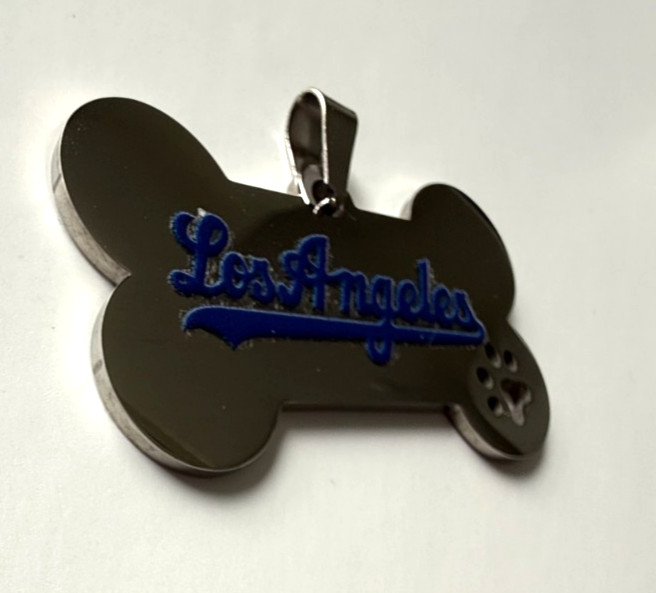 Los Angeles Baseball Dog Tag Handmade Stainless Steel Dog Collar Tag