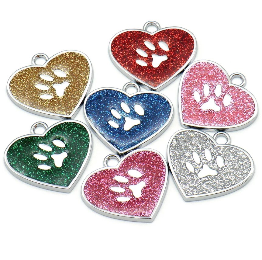 Shiny Aluminum Heart PET ID Tag Engraved CAT DOG Collar Tag | Best Quality