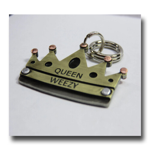 Crown Prince Princess King Queen Pet ID Dog Name Tag Free Engraving Brass Nickel