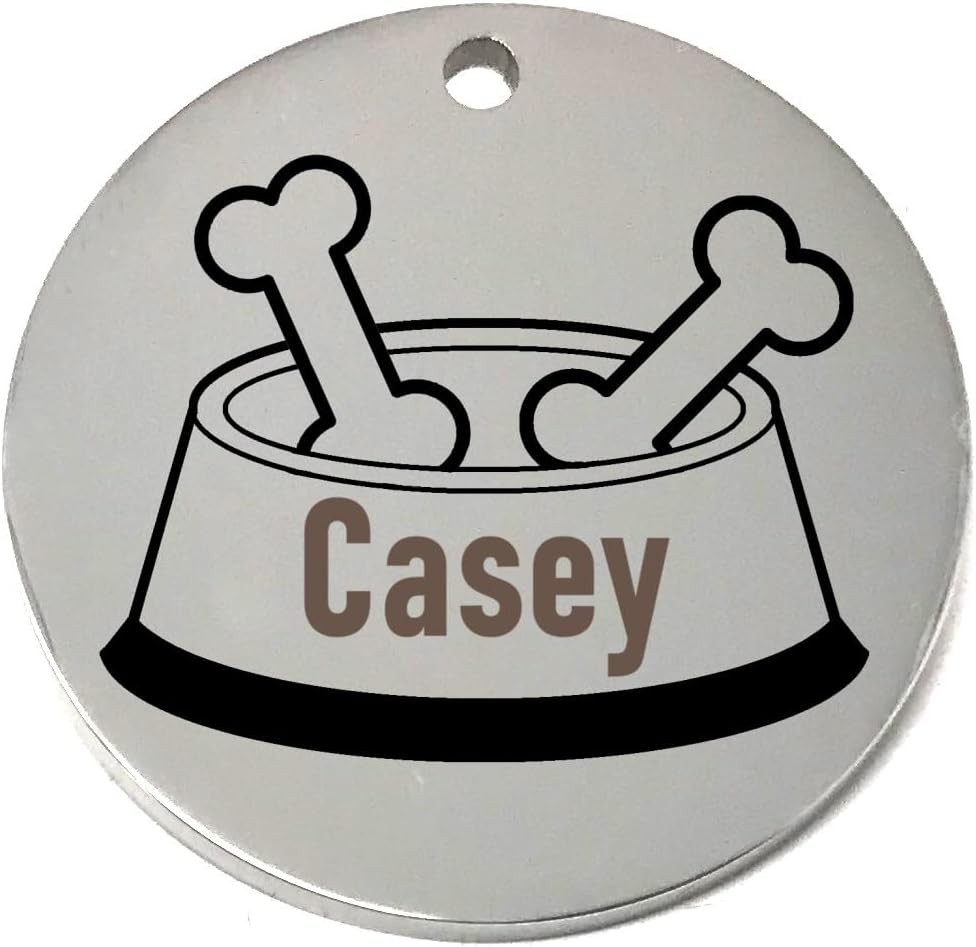 Personalized Bone in Food Bowl Dog ID Tags – Laser Engraved Pet Collar Name Tag