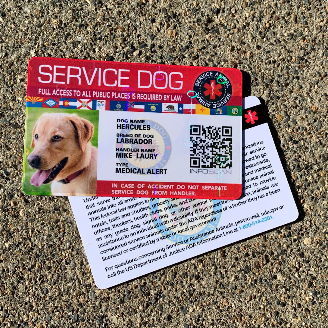 SERVICE DOG ID CARD FOR SERVICE ANIMAL PROFESSIONAL ADA HOLOGRAPHIC