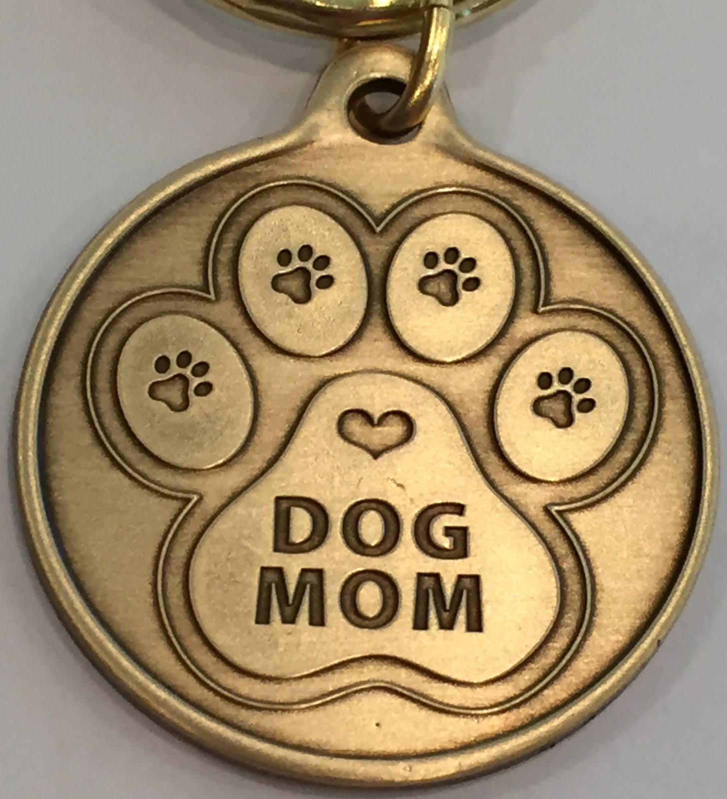 Dog Mom Paw Print Heart – A True Friend Dog Pet Key Chain Tag Keychain Bronze