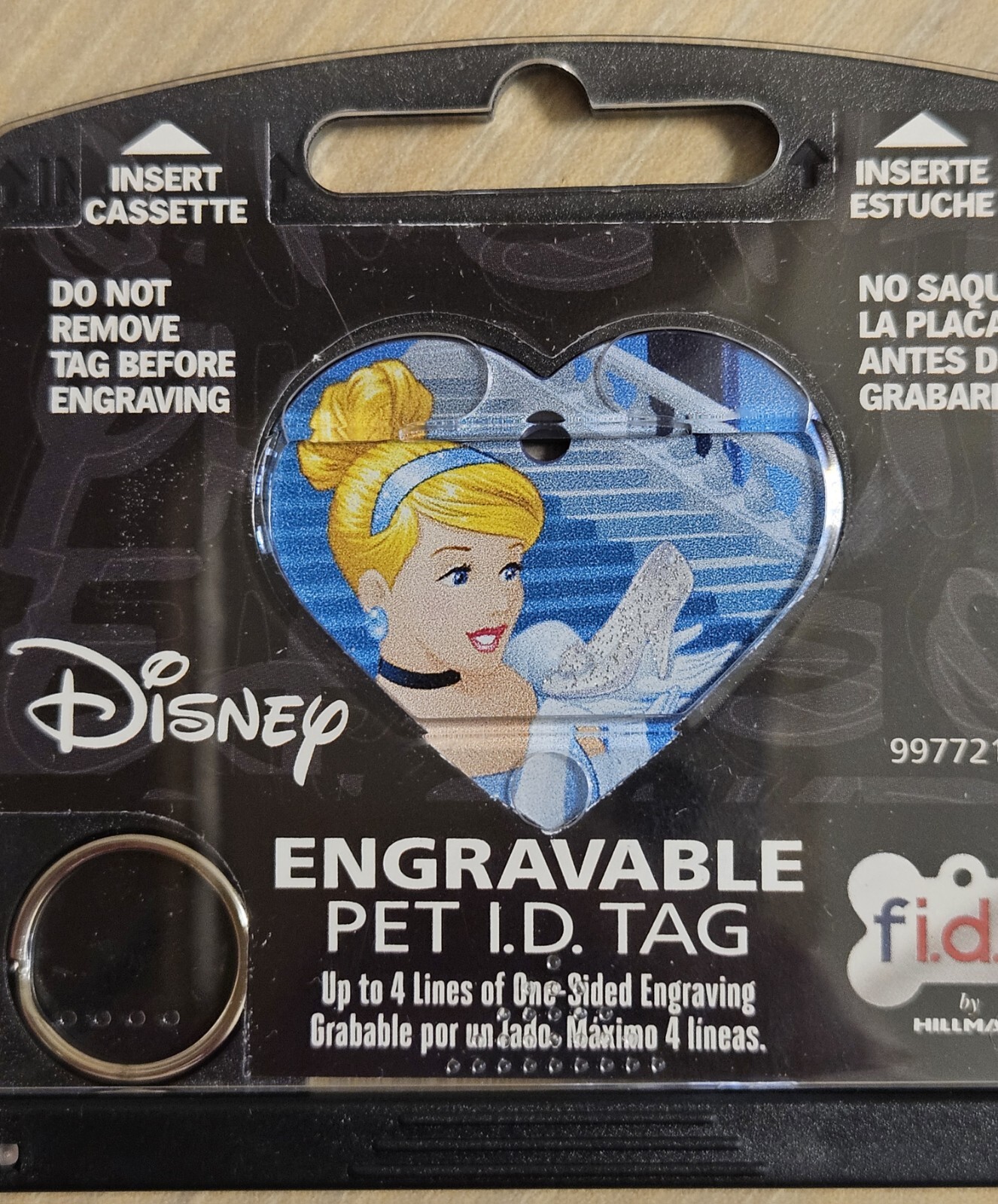 DISNEY ENGRAVABLE PET I.D. TAG HEART SHAPE CINDERELLA PRINCESS fi.do. NWT