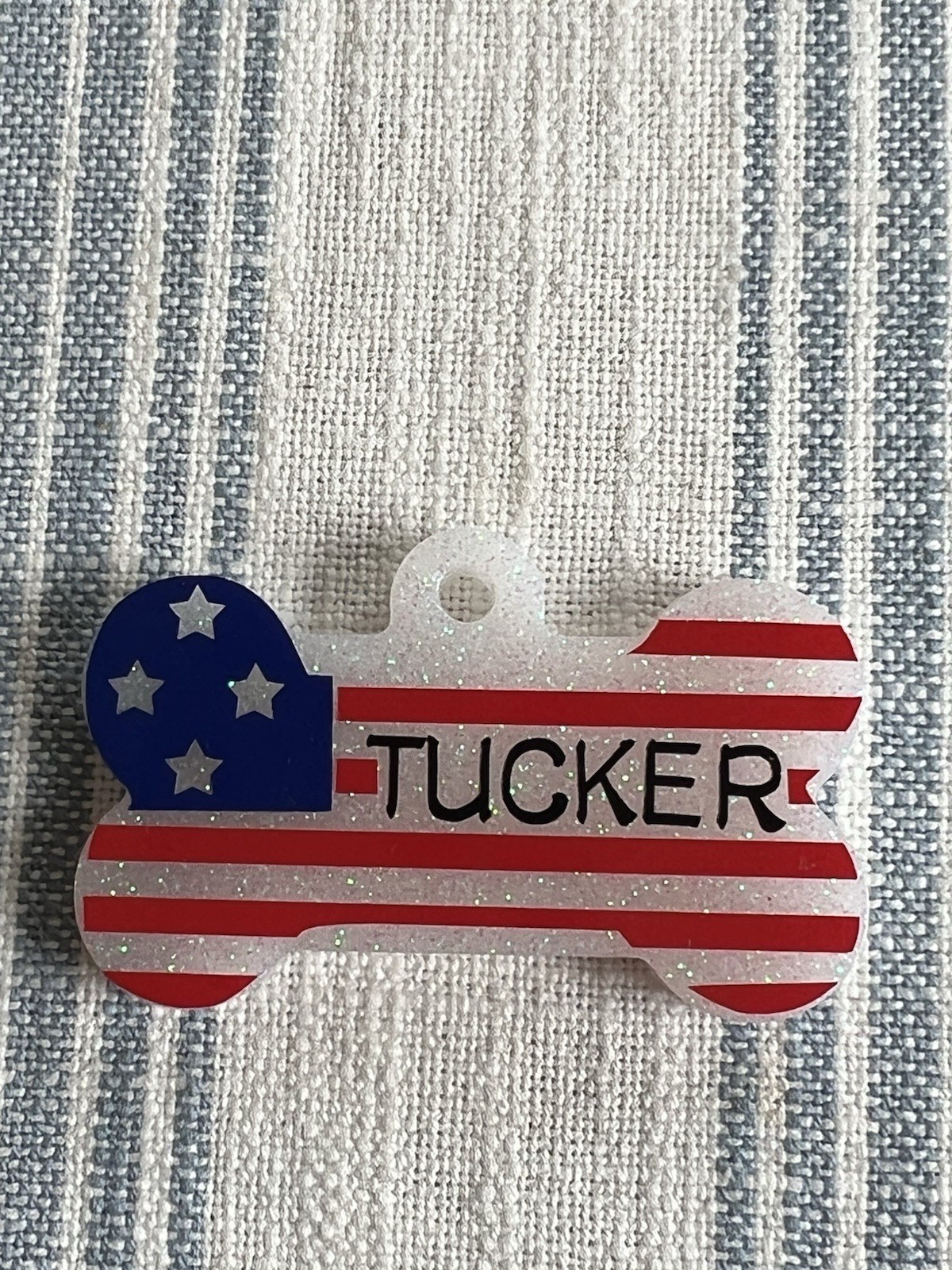 Red, white & Blue Personalized Dog Name Tag