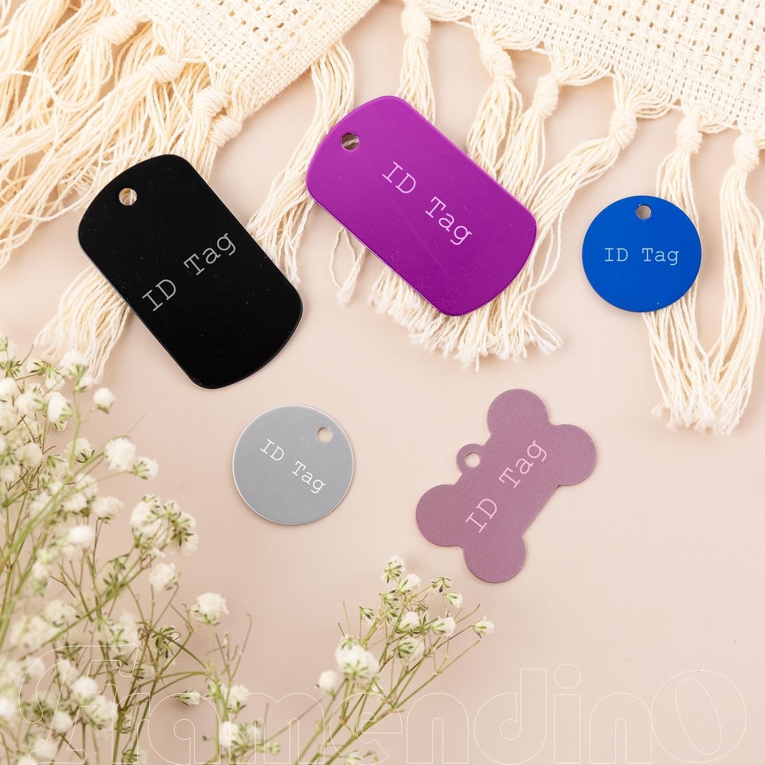60 Pack Pet ID Tag Colorful Blank Double Sided Aluminum Charms for Dog Cat DI…