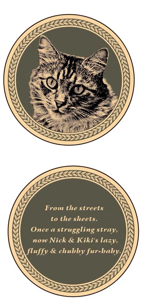 Custom Pet Photo ID Tag | 4 Border Styles & 4 Sizes | Solid Brass Coin