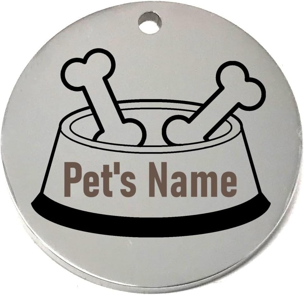 Personalized Bone in Food Bowl Dog ID Tags – Laser Engraved Pet Collar Name Tag