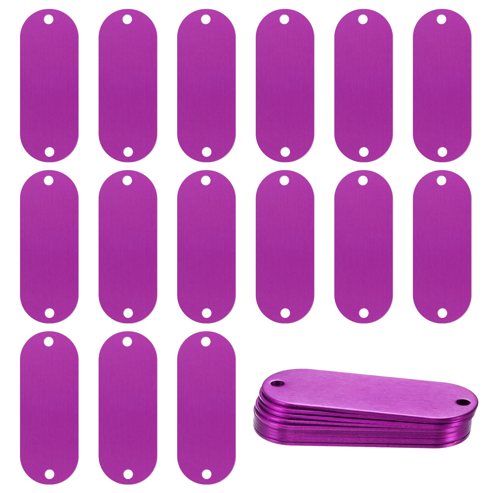 25-Pack 2″ x 0.75″ x 0.04″( L x W x T ) Blank Dog Tags [Purple, 2 Holes]