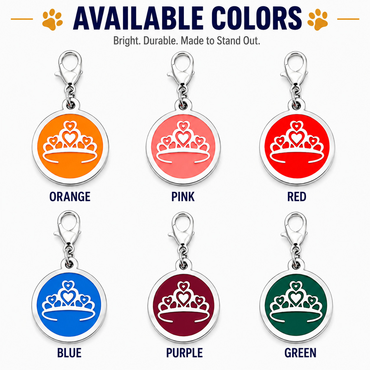 Personalized Enamel Dog Cat ID Tag Multiple Designs Custom Engraved Pet Tags