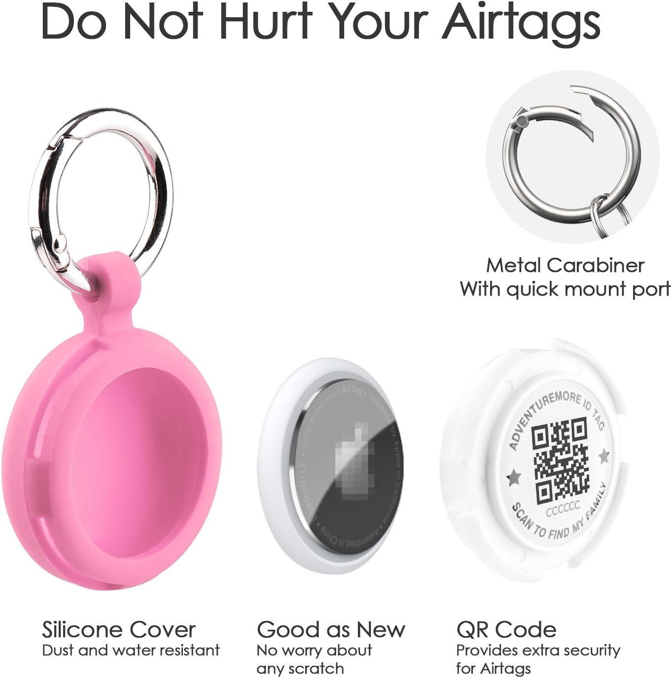Tags Holder with QR Code Dog Tag, Tags Case with Anti-Lost O-Ring, Waterproof Du