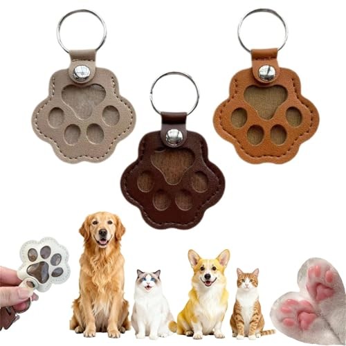 3Pcs Paw Print Pet Hair Memorial Keychain Keepsake