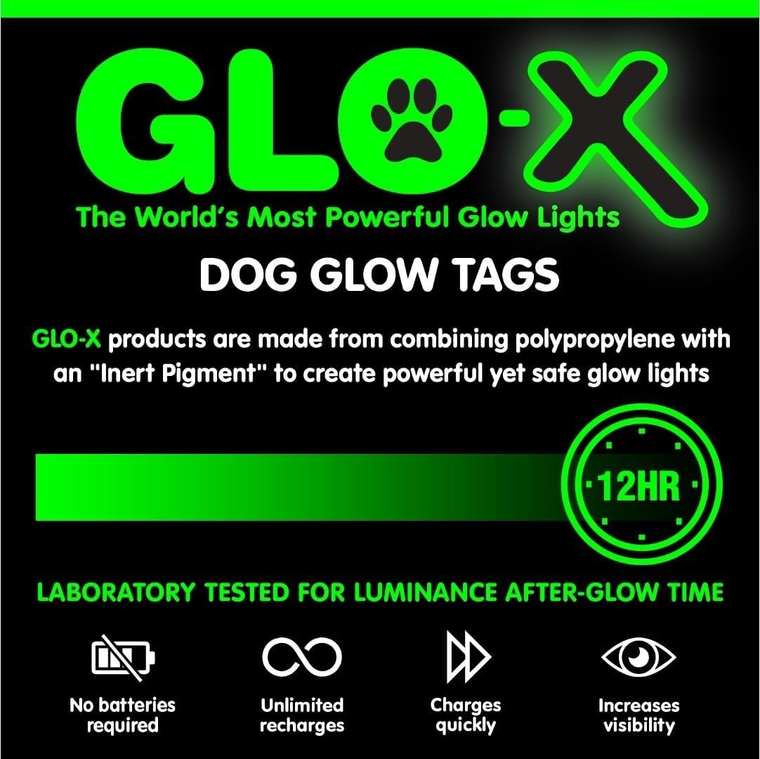 Glow in Dark Dog Collar Tags Pet Safety Night Visible 12H Glow Tags