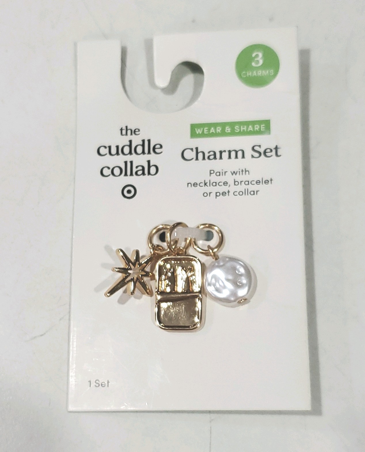 the cuddle collab Dog Pet Charm Set of 3 Gold Collar Sardines Star New