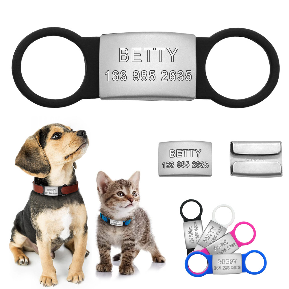 Pet Cat Dog ID Tags Personalized Engraved Name Tag Slide On Collar Tag for Puppy