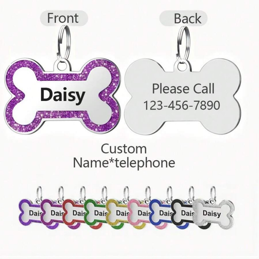 Bone Shape Custom Dog Tags Engraved Pendant Puppy Pet ID Tags Personalized Name