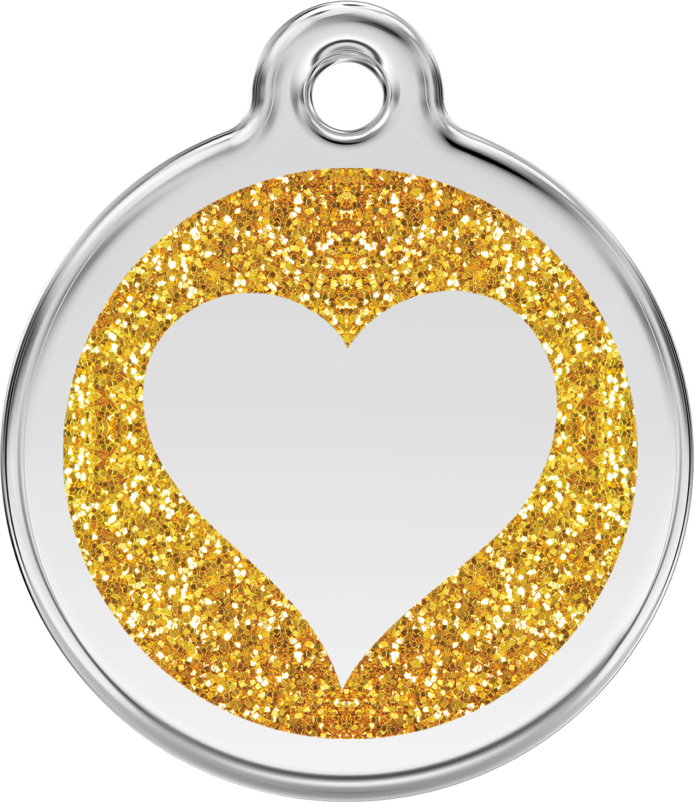 Red Dingo Heart Glitter ID Charm Dog Tag Red Blue Purple Pink Gold Silver Aqua