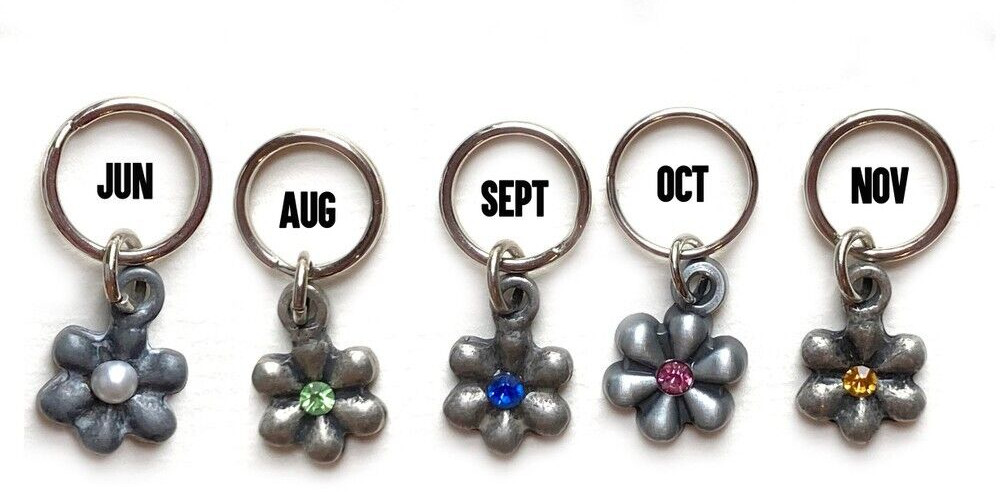 Rhinestone Birthstone Bone or Flower Charm for Dogs, Key Chain, Pet Collar Charm