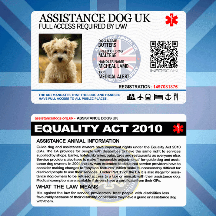ASSISTANCE DOG UK – SERVICE ID BADGE FOR UNITED KINGDOM GREAT BRITAIN AREA ADi