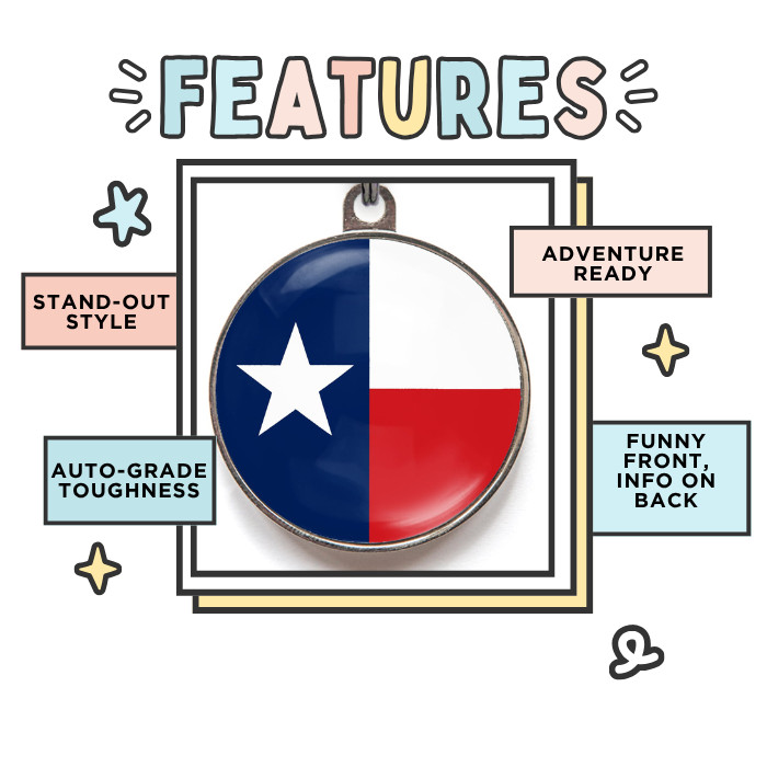 Custom Texas Flag Dog Tag – Lone Star State Pet ID Name Tag – Waterproof